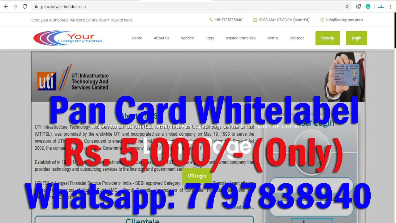 Cheapest Cost Pan Card Whitelabel || UTI Pan Card || Start Your Own Brand Website